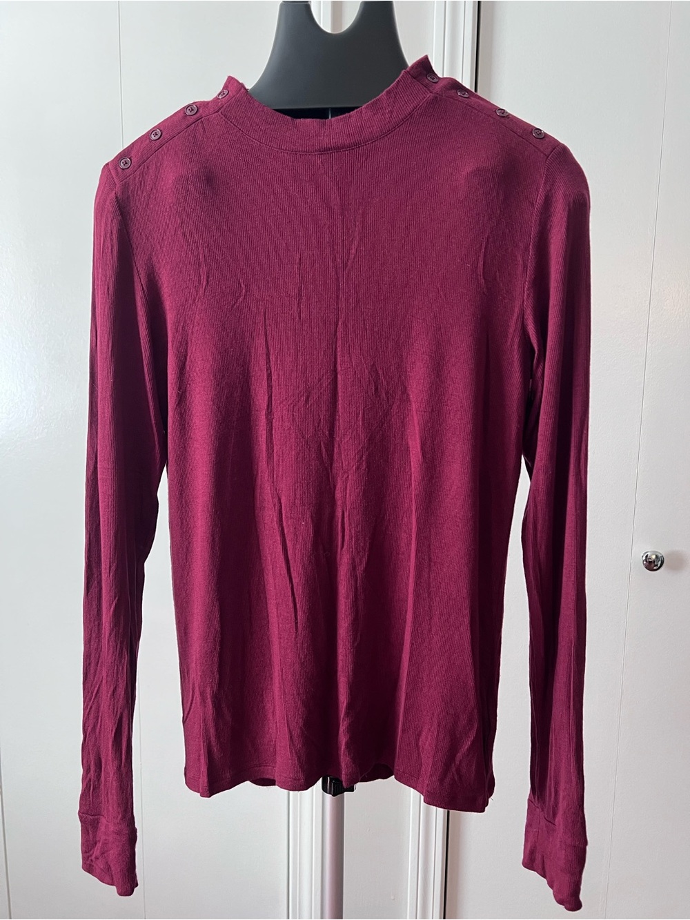 Gap Women’s Burgundy Long-Sleeve Shirt with Shoulder Buttons